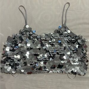 Sincerely Jules for Bandier Women's Silver Crop-top